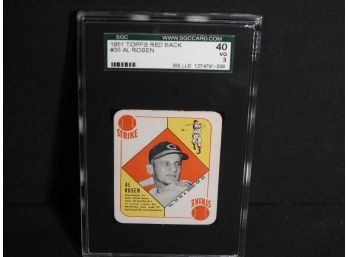 RARE Graded VG 1951 Topps Red Back  Al Rosen Baseball Card