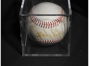 Signed NY Yankees Pitching Star Sparky Lyle Signed Baseball In Case