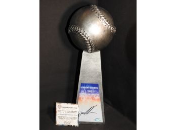 Signed Mets HOFer Dwight DOC Gooden Baseball Trophy With COA