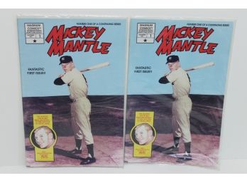 First Issue Mickey Mantle Comic Book Lot Of 2 With Cards