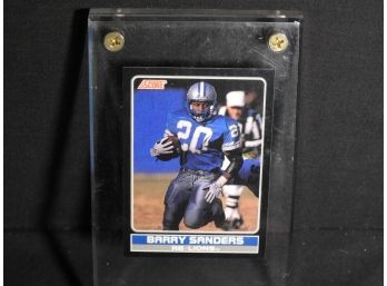 ROOKIE Barry Sanders Football Card In THICK Acrylic Screw Down