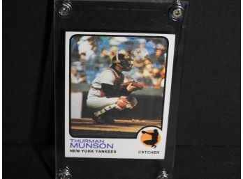 1973 Topps NY Yankees HOFer Thurman Munson Baseball Card In Screw Down