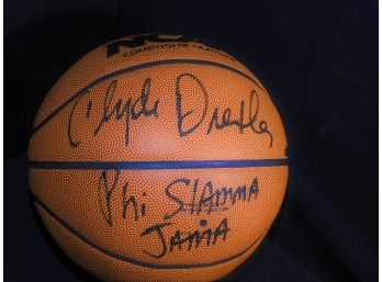 Signed HOFer Clyde The Glide Drexler Full Size Basketball With COA