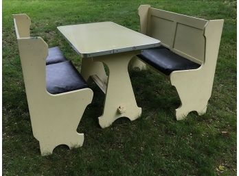 Vintage Table And Two Benches