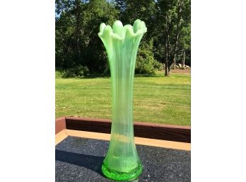 Mid Century Green Opalescent Vase