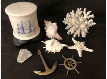 Nautical Lot, Snuff Jar, Door Knocker, Finial, Shells