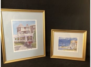 Signed Water Color, Sunday Morning & The Anchor Inn, Provincetown By NE KEnnedy