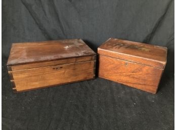 2 Wood Jewelry Or Trinket Boxes