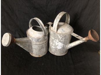 Pair Of Galvanized Watering Cans