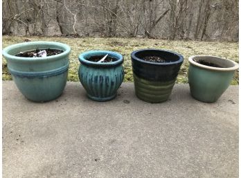 4 Blues & Greens Flower Pots