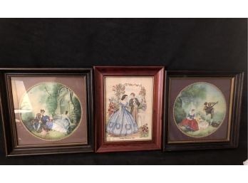 3 Piece Framed Embroidered Tapestry