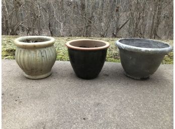 3 Neutral Flower Pots