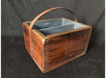 Antique Wood Grain Box Dovetailed With Strap