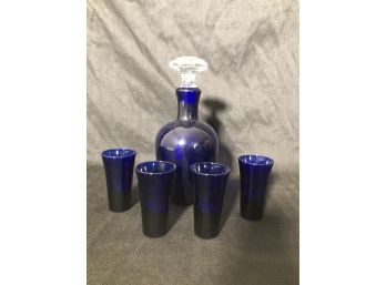 Cobalt Blue Dispenser And Shot Glasses