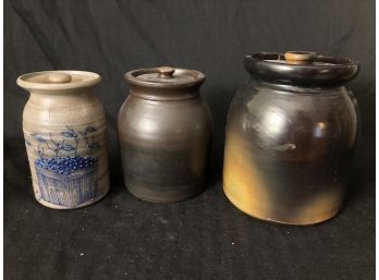 3 Antique Pottery Crocks