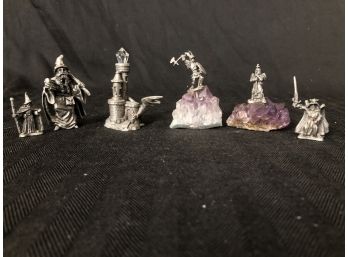 Signed Pewter Wizards, Swordsmen & Dragons