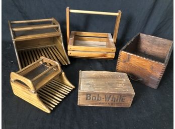 Blueberry Rakes, Bob White Fish Box, Antique Dove Tail Drawer