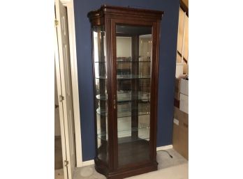 Thomasville Beveled Glass, Lighted Curio Cupboard With Mirrored Back.