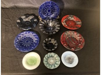 Signed Sydenstricker Glass Plates And Bowl