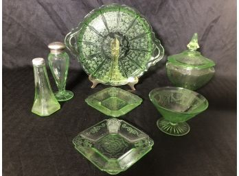 Green Depression Glass Lot