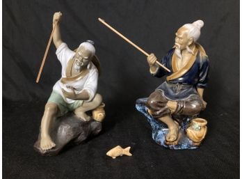 Vintage Shiwan Pottery Mudman Fishermen