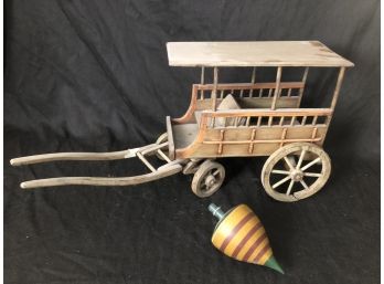 Antique Wood Toys Wagon And Top