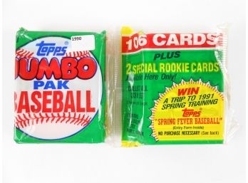 Rack Packs - 1990 Topps - 1 Jumbo Pack Of 106 Cards  2 Rookie Cards