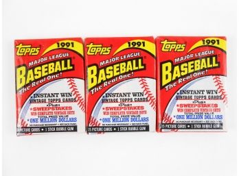 Packs - 1991 Topps - 3 Packs 15 Cards Per Pack