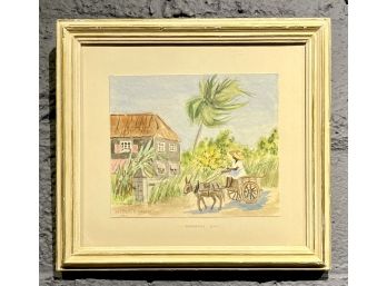 Original 1960s Hazel Denobriga Barbados Watercolor