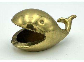 Vintage Brass Whale Ashtray Or Paperweight