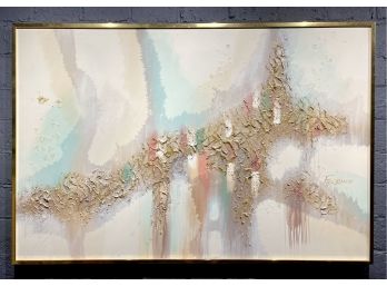 Large Vintage Abstract Oil On Canvas Signed Ferrante