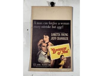 Because Of You Vintage Movie Theater Thick Stock Window Card