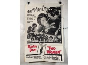 Sophia Loren Two Women Vintage Folded One Sheet Movie Poster