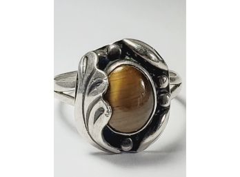 Sterling Silver Tigers Eye Stone Vintage Ring