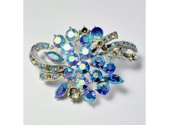 Vintage Blue Rhinestone Pin