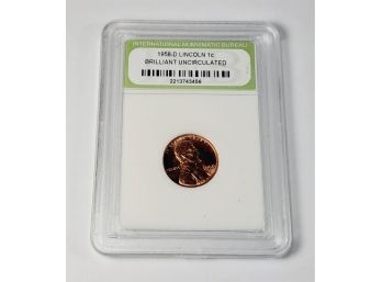 1958-D Uncirculated Wheat  Cent  In Slab  (last  Year  Of Wheat Cent)