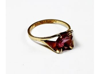 Vintage Pink Stone Heavy Gold Plated Ring