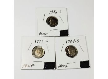 1982-s, 1983-S, 1984-s Proof Dimes