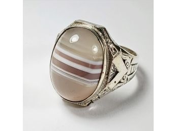 Unique Sterling Silver Large Stone Ring