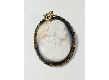 Large Beautiful Vintage Blue Toned Cameo Pendant