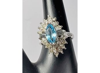 Pretty Blue Stone Sterling Silver Ring