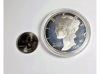 Big 2 Oz .999 Silver 1916 Dime