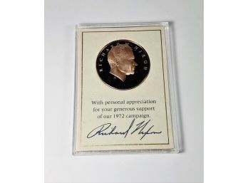 1972 Solid Bronze Nixon Medal In Case