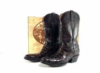 BlackJack Lonestar - Black Caiman Belly - Burgundy Dress Boots - Mens Size 9.5D