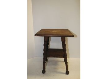Antique Small Wooden Occasional Square Top Table, Plant Stand