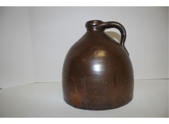Antique Brown Stoneware Whiskey Handled Jug