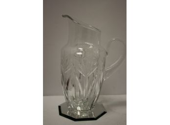 BLOCK Cut Crystal Heavy Pitcher With Applied Handle
