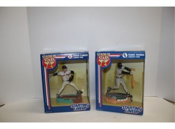 Two New Old Stock Sealed Starting Lineup Stadium Stars Roger Clemons, Frank Thomas Figurines