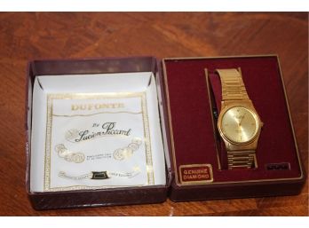 Vintage Dufonte By Lucien Piccard Men's Gold Tone Watch