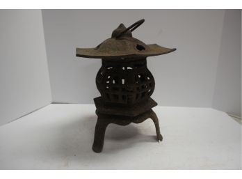 Vintage Heavy Cast Metal Garden Pagoda Lantern
